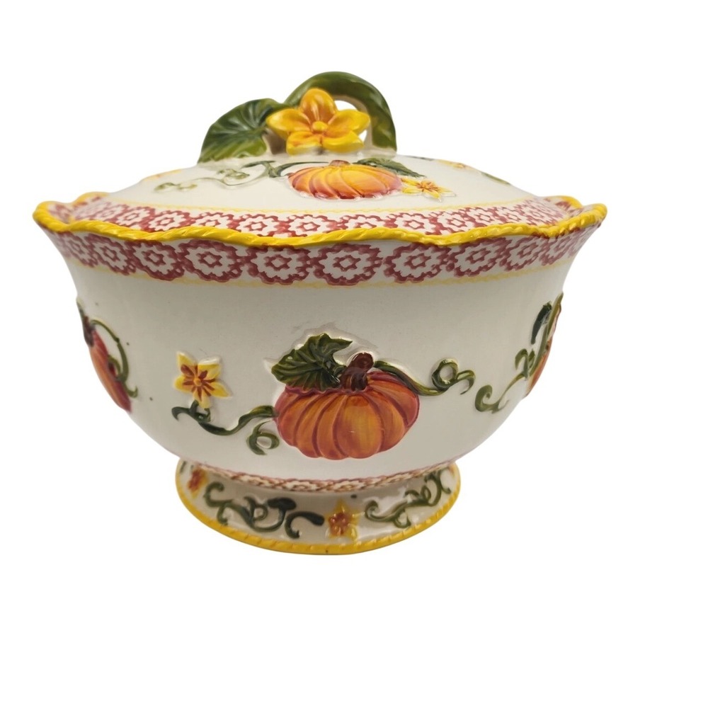 Temp-tations‎ by Tara Old World 3QT Harvest Pumpkin Soup Tureen Lid Hand Painted